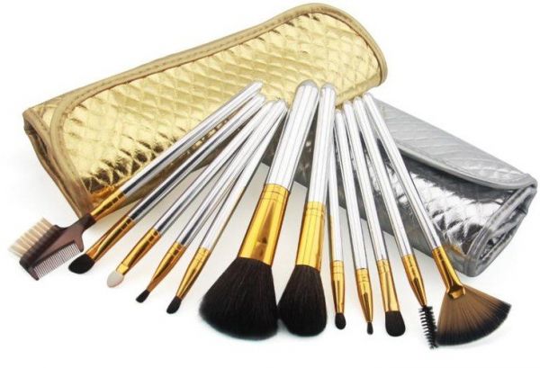 Kit Pincéis 12pçs-Case Prata ou Dourado
