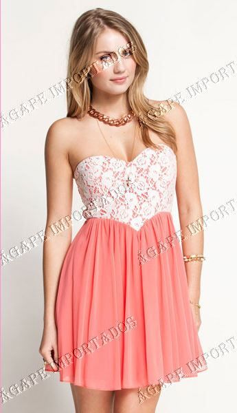 Vestido Lace Overlay Rosa