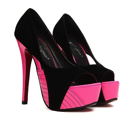 Peep Toe Black Rose