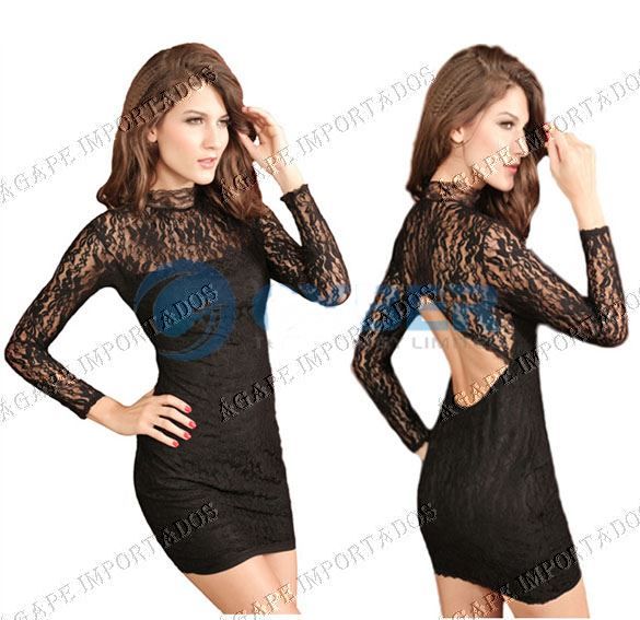 Vestido de Renda Gola Alta