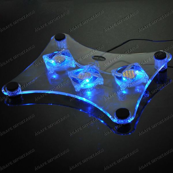 Suporte para Notbook com 3 Coolers de LED Azul